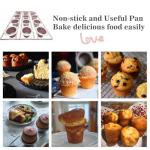 DWWTKL 12-Cavity Popover Pan Non-Stick Yorkshire Muffin Puddings Cake Quiches Cupcake Mold Bakeware for Oven Baking (Champagne Gold)