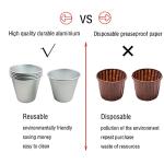 Proshopping 6 Packs Popover Pan， Large Individual Muffin Mold, Aluminium Pudding Cup, Chocolate Molten Mould, Raspberry Souffle Baking Maker, Brownie Tumbler -for Pie, Egg Tart, Cake (Size 3.4"x 3.2")