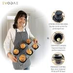 EVODAE® Popover Pans Set of 2 – 12-Cup (2×6) Pro-Grade Carbon Steel, Strong & Durable Build – Nonstick, PFOA & PTFE Free – Popover & Yorkshire Pudding Pan – Carefully Packaged in a Clean Black Box