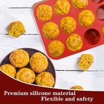 Vodolo 12-Cup Silicone Professional Non-Stick Popover Pans for Muffins, Brownies and Baking