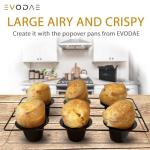 EVODAE® Popover Pans Set of 2 – 12-Cup (2×6) Pro-Grade Carbon Steel, Strong & Durable Build – Nonstick, PFOA & PTFE Free – Popover & Yorkshire Pudding Pan – Carefully Packaged in a Clean Black Box