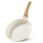 CAROTE Non Stick Frying Pan Skillet, Omelet Pan, Healthy Non Toxic Granite Chef Pan, Induction Compatible Egg Frying Pan with Heat-Resistant Handle, PFOA-Free,Cream White, 8"