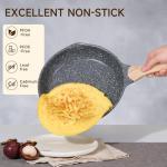 JEETEE 8 Inch Nonstick Frying Pan, Stone Coating Cookware, Nonstick Omelette Pan with Heat-Resistant Handle, Compatible with All Stoves (Grey)