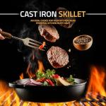 Utopia Kitchen Premium Cast Iron Skillets 12 Inch, Chef's Pan, Pre-Seasoned Frying Pan, Stovetop, Oven, Campfire and Grill Large Skillet, Even Heat Distribution Multipurpose Cast Iron Pan - Black