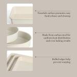 Martha Stewart Gallen 10 Piece Baking Pans Ceramic PFA Free Non Toxic Non Stick Bakeware Set - Linen White