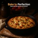 Utopia Kitchen Premium Cast Iron Skillets 12 Inch, Chef's Pan, Pre-Seasoned Frying Pan, Stovetop, Oven, Campfire and Grill Large Skillet, Even Heat Distribution Multipurpose Cast Iron Pan - Black