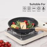 JEETEE 8 Inch Nonstick Frying Pan, Stone Coating Cookware, Nonstick Omelette Pan with Heat-Resistant Handle, Compatible with All Stoves (Grey)