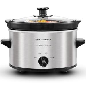 Elite Gourmet Electric Oval Slow Cooker, 2 Quart