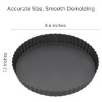 Maclia Tart Pan Removable Bottom - 8.6 Inch Non-Stick Carbon Steel Pie Pan for Baking Tarts, Pies, Quiches, Brownies, Quiche Baking Dish with Fluted Edges, Fruit Tart Mold