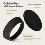 Vnray 2 Pack 9.5 inches Pie Pan with Removable Bottom for Baking, Deep Quiche Tart Pan Non Stick for Oven, Fluted Pie Dish Plate Tin for Apple, Pot Pies, Cheesecakes and Desserts