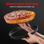 Maywe Tanso Tart Pan with Removable Bottom,9 Inch Tart and Quiche Pan,Non-stick Round Carbon Steel Deep Fluted Pie Pan with Crust Shaper Ring - Quiche Baking Dish Tart Pans For Baking Party Festival