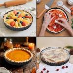 Maclia Tart Pan Removable Bottom - 8.6 Inch Non-Stick Carbon Steel Pie Pan for Baking Tarts, Pies, Quiches, Brownies, Quiche Baking Dish with Fluted Edges, Fruit Tart Mold
