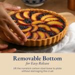 Classic All-in-One Tart Pan 9 Inch Removable Bottom Set with Patented Silicone Crust Shaper & Pie Weight - Quiche Baking Dish & Tart Molds for Baking Fruit Tarts, Pies & Quiches