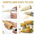 20Pcs Large Conical Cream Horn Molds, Non-stick Cream Horn Molds Stainless Steel, 5 inch Large Size Cannoli Tubes Kit Pack of Baking Cones Pastry Roll Horn Croissant Mold With brush