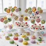 Hokkieam 5 PCS Cake Pop Mold Set with 7.87-inch Tray, Heart Square Cloud Oval Round 3D Printed Cake Pop Cutter and Pusher, Baking Molds for Home Baking, Birthday Parties, Wedding Desserts