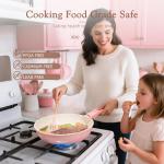 Astercook 21 Pcs Pots and Pans Non Stick Ceramic Cookware Set, Detachable Handles, RV Kitchen Cooking Set, Oven Safe, Induction Ready, Stackable, Pink