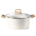 CAROTE 6 Qt Nonstick Stock Pot with Lid Soup Pot, 6 Quart Casserole with Lid, Easy to Clean Non Stick Cooking Pot Cookware PFOA Free, White Granite