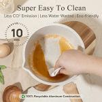 CAROTE 1.5Qt & 3.0Qt Sauce Pan Sets with Lid Cooking Pots Nonstick Saucepans Cookware Set with Pour Spout Small Kitchen Pot, Induction Comptable, Easy to Clean, PFOA FREE (White Granite)