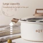 CAROTE 6 Qt Nonstick Stock Pot with Lid Soup Pot, 6 Quart Casserole with Lid, Easy to Clean Non Stick Cooking Pot Cookware PFOA Free, White Granite
