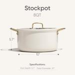 CAROTE 8QT Full Clad Tri Ply Stainless Steel Stock Pot with Lid, Kitchen Stockpot Soup Pot, Outer Ceramic Layer, Even Heating, All Stoves Compatible, Oven & Dishwasher Safe, Stay Cool Handle, White