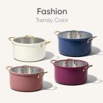 CAROTE 8QT Full Clad Tri Ply Stainless Steel Stock Pot with Lid, Kitchen Stockpot Soup Pot, Outer Ceramic Layer, Even Heating, All Stoves Compatible, Oven & Dishwasher Safe, Stay Cool Handle, White