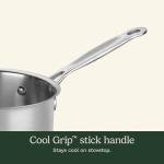 Cuisinart 1.5 Quart Sauce Pan with Cover, Stainless Steel Pot with Lid, Small Kitchen Pots, Dishwasher Safe, Compatible with Induction, Electric, Gas Cooktops, Oven Safe Saucepan, Cool Grip Handles
