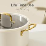 CAROTE 8QT Full Clad Tri Ply Stainless Steel Stock Pot with Lid, Kitchen Stockpot Soup Pot, Outer Ceramic Layer, Even Heating, All Stoves Compatible, Oven & Dishwasher Safe, Stay Cool Handle, White