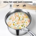 EWFEN 3 Ply Stainless Steel Sauce Pan Set with Lids, 1 & 2 & 3 Quart Multipurpose Cooking Pot, Stay-Cool Handle, Induction Oven Dishwasher Safe, 1QT & 2QT & 3QT