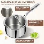 EWFEN 3 Ply Stainless Steel Sauce Pan Set with Lids, 1 & 2 & 3 Quart Multipurpose Cooking Pot, Stay-Cool Handle, Induction Oven Dishwasher Safe, 1QT & 2QT & 3QT