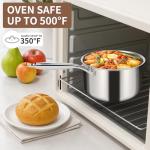 EWFEN 3 Ply Stainless Steel Sauce Pan Set with Lids, 1 & 2 & 3 Quart Multipurpose Cooking Pot, Stay-Cool Handle, Induction Oven Dishwasher Safe, 1QT & 2QT & 3QT