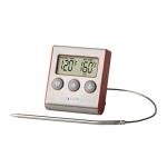 Taylor Instant Read Wired Probe Digital Meat Food Grill BBQ Cooking Kitchen Thermometer with Timer Alarm, Red