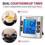 TempPro TM02 24H Digital Timer with Dual Kitchen Timers for Cooking, Magnetic Timer Clock with Adjustable Alarm Volume & LCD Backlit Display, Classroom Timer for Kids & Teachers(Previously ThermoPro)