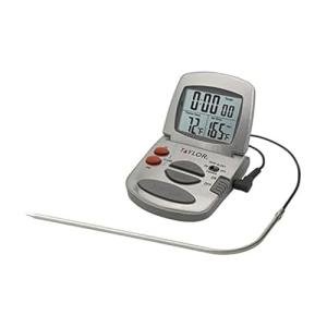 Taylor Programmable Instant-Read Wired Probe Digital Meat Thermometer, Stainless Steel for BBQ, Grill, Kitchen Cooking, Accurate Temperature Readings