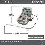 Taylor Programmable Instant-Read Wired Probe Digital Meat Thermometer, Stainless Steel for BBQ, Grill, Kitchen Cooking, Accurate Temperature Readings