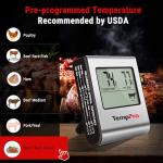 TempPro TP16 Large LCD Digital Cooking Food Meat Thermometer for Smoker Oven Kitchen BBQ Grill Thermometer Clock Timer with Stainless Steel Temperature Probe(Previously ThermoPro)
