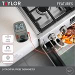 Taylor Programmable with Timer Instant Read Wired Probe Digital, Meat, Food, Grill BBQ Cooking Kitchen Thermometer with Timer, Gray