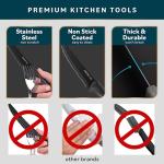 Home Hero Steak Knife Set - Nonstick Serrated Steak Knives - Stainless-Steel Kitchen Knife Set - Ergonomic TPR Handles for Precision Meat Carver - 6-Pc Set, Black