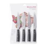 KitchenAid Gourmet 4 Piece Forged Triple Rivet Steak Knife Set, High Carbon Japanese Steel, Sharp Kitchen Knife Set, 4.5 inch, Black