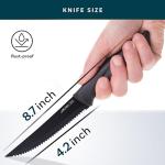 Home Hero Steak Knife Set - Nonstick Serrated Steak Knives - Stainless-Steel Kitchen Knife Set - Ergonomic TPR Handles for Precision Meat Carver - 6-Pc Set, Black