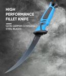 Sidomma Fillet Knife and Bait Knife Set Performance 5"-6"-7" G4116 German Flex Razor Sharp Stainless-Steel Blade with Sheath for Filleting and Boning, Pro Fishing Gear and Equipment Tools, Cool Fishing Gift for Men (Black-Blue)