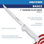 Dexter-Russell 7” Narrow Fillet Knife – P94812, High-Carbon Stainless Steel Blade, Slip-Resistant Polypropylene Handle, Ideal for Precise Fish and Meat Filleting
