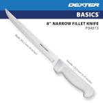 Dexter-Russell P94813 8" Narrow Fillet Knife – High-Carbon Stainless Steel Blade, White Polypropylene Non-Slip Handle
