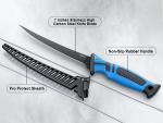 Sidomma Fillet Knife and Bait Knife Set Performance 5"-6"-7" G4116 German Flex Razor Sharp Stainless-Steel Blade with Sheath for Filleting and Boning, Pro Fishing Gear and Equipment Tools, Cool Fishing Gift for Men (Black-Blue)