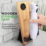 NutriChef Electric Carving Turkey Slicer Kitchen Knife | For Thanksgiving | Portable Electrical Food Cutter Knife Set with Carve Blades & Wood Stand | Cuts Meat, Bread, Cheese & Fruit | White