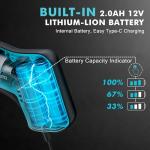 DURATECH 12V Cordless Electric Fillet Knife with 8" & 10" Razor-Sharp Blades, Electric Fish Fillet Knife with 2.0Ah Built-in Battery, Type-C Charge, Non-Slip Handle, Storage Case for Fishing Filleting