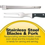 Hamilton Beach Electric Knife Set for Carving Meats, Poultry, Bread, Crafting Foam & More, Reciprocating Serrated Stainless Steel Blades, Ergonomic Design Storage Case + Fork Included, 5Ft Cord, White