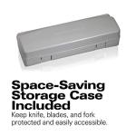 Hamilton Beach Electric Knife Set for Carving Meats, Poultry, Bread, Crafting Foam & More, Reciprocating Serrated Stainless Steel Blades, Ergonomic Design Storage Case + Fork Included, 5Ft Cord, White