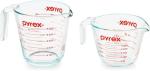 Pyrex Essentials (2-Pack) Glass Measuring Cups Set, (1 & 2 Cup) Measuring Cups For Prepping, Baking and Cooking, Preheated Oven, Dishwasher, Freezer, and Microwave Safe