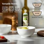 DOWAN 22 OZ White Ceramic Bowls Set of 4 - Perfect for Soup Bowls for Kitchen, Cereal Bowl, Ramen Bowl, Microwave Safe for Oatmeal, Fruit,Salad and Rice Bowl - Dishwasher & Microwave Safe