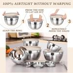 Umite Chef Mixing Bowls with Airtight Lids Set, 8PCS Stainless Steel Khaki Nesting Bowls with Grater Attachments, Kitchen Bowls with Non-Slip Bottoms, Size 5, 4, 3.5, 2, 1.5QT for Mixing & Serving